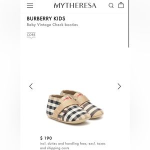 NWT Burberry Charlton Check Plaid newborn baby crib shoes / baby booties